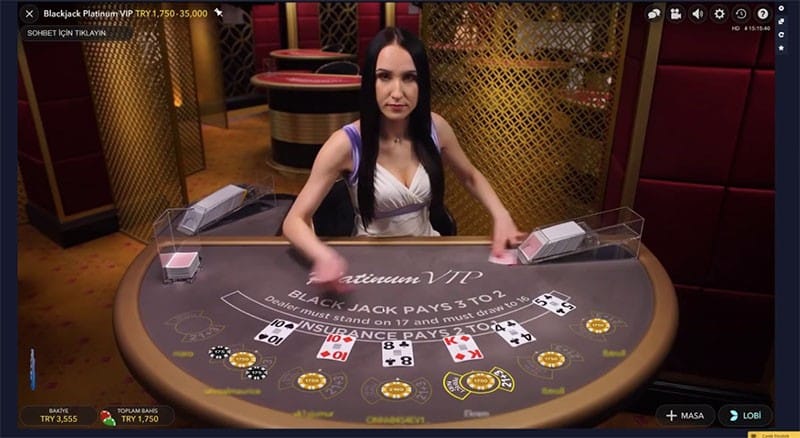 Canlı krupiye ile çevrimiçi blackjack